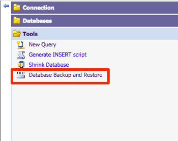 database backup and restore highlighted