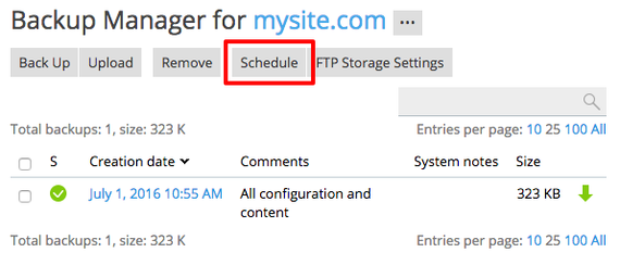 schedule button highlighted