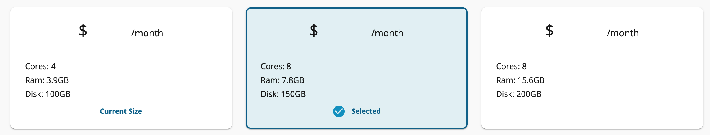 size options displayed