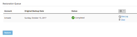 restore complete showing