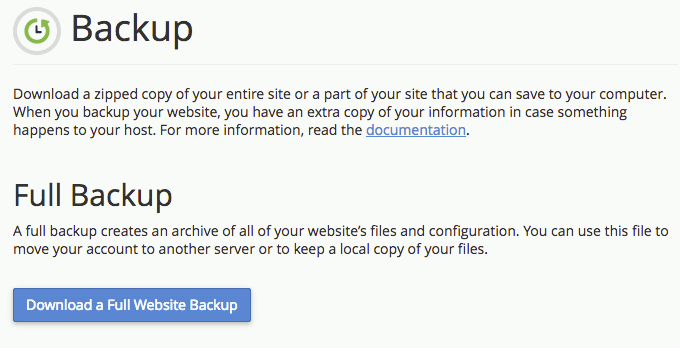 download a full website backup