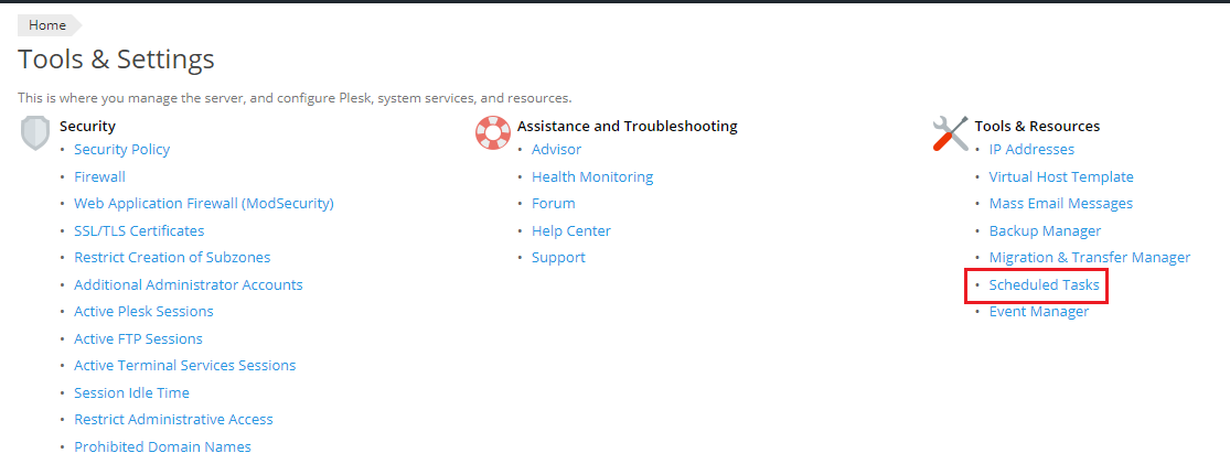 scheduled tasks highlighted