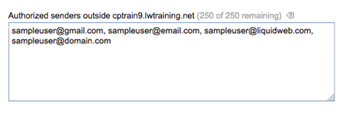 senders outside domain allowed