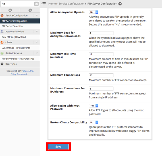 save button highlighted