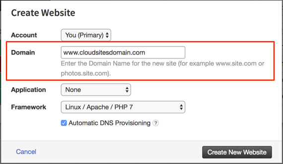 domain entered and section highlighted