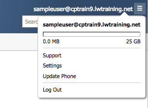 drop down menu in upper right hand corner