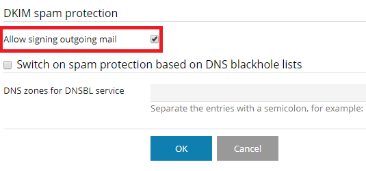 enabling DKIM protection