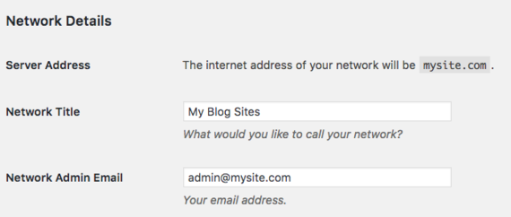 network details section