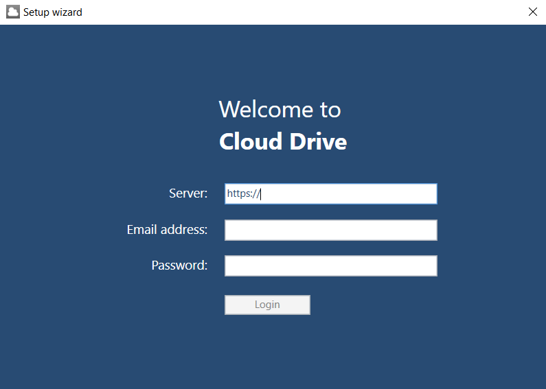 cloud drive setup screen