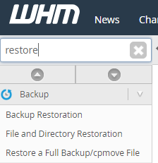restore a backup highlighted