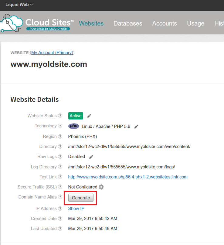 generate button highlighted