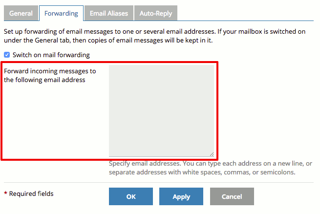 enter a forwarding address