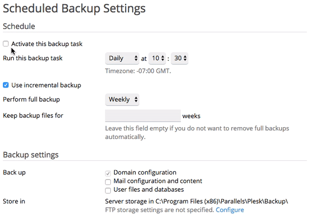 gif showing scheduled backup settings
