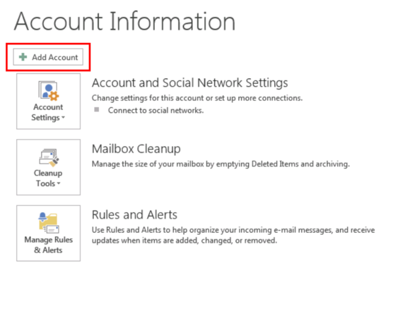 add account button highlighted