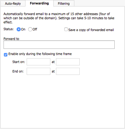 forwarding tab of email settings