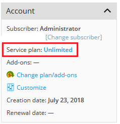 service plan link highlighted