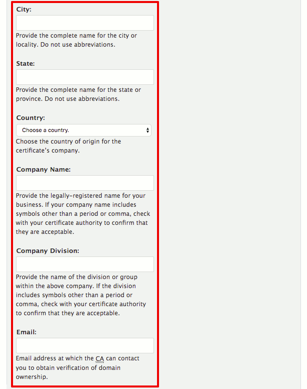 entering your CSR information