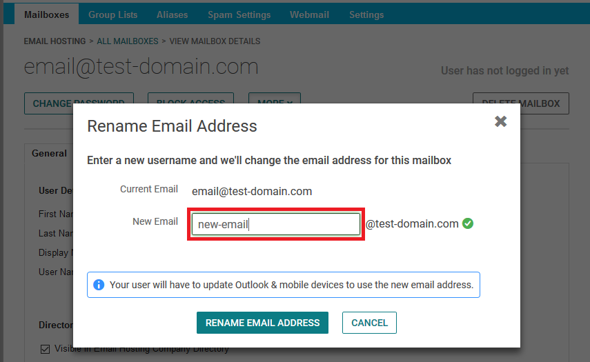 confirm new email address