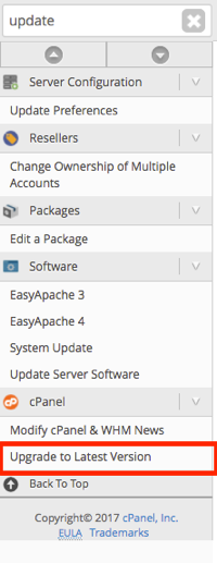 upgrade to latest version highlighted