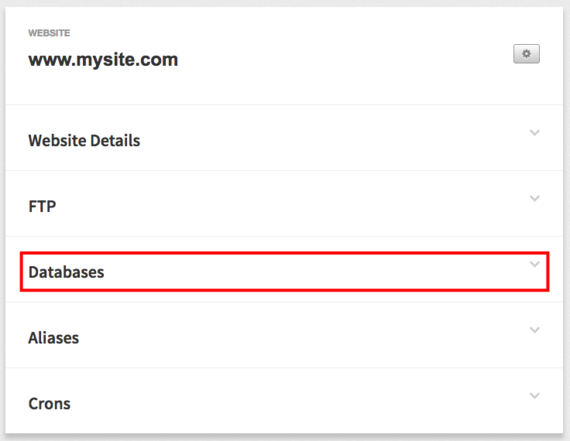 databases section highlighted