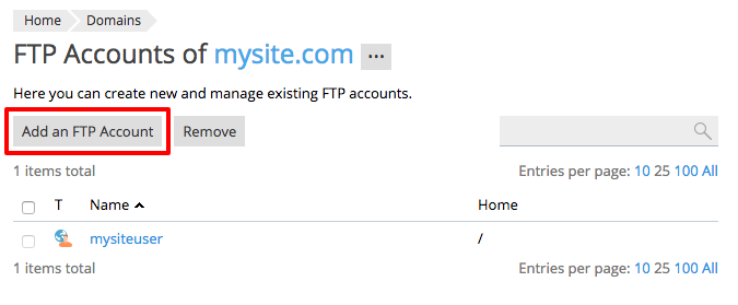 creating an FTP account