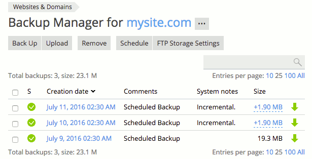 backing up your website