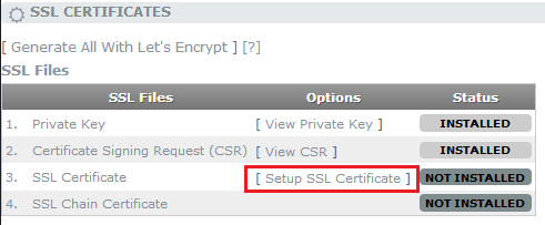 ssl setup link highlighted