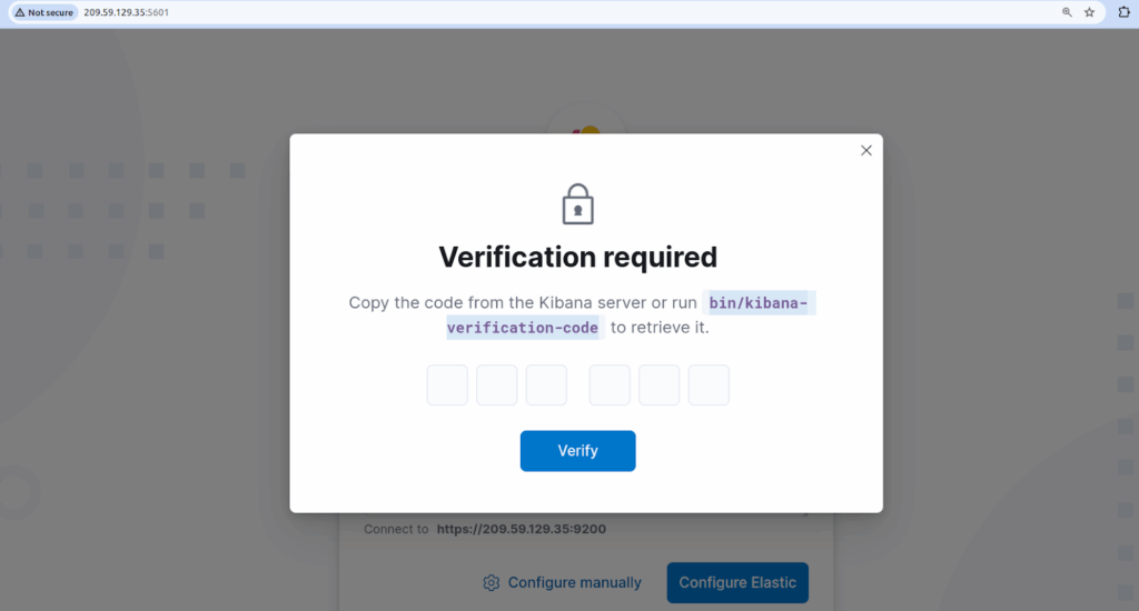 Once you click the Configure Elastic button, you will be directed to a page where you must complete the Elastic setup and configuration process. If you prefer, you can also proceed with the manual configuration steps.