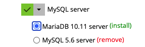 MariaDB upgrade option highlighted