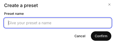 new preset name dialog