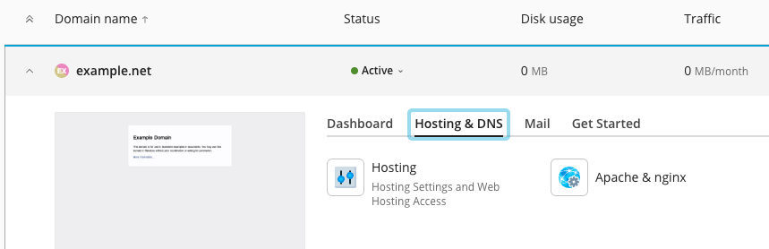 Image highlighting the location of the hosting settings in plesk