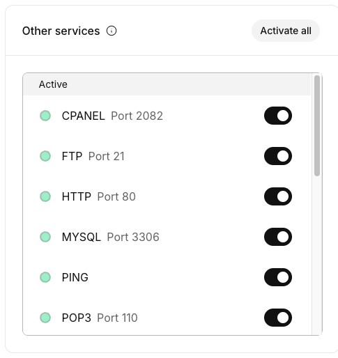 service monitoring block in my.liquidweb.com 