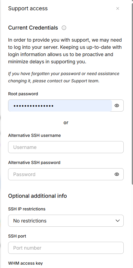 Support Access Sidebar