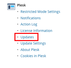 updates link highlighed