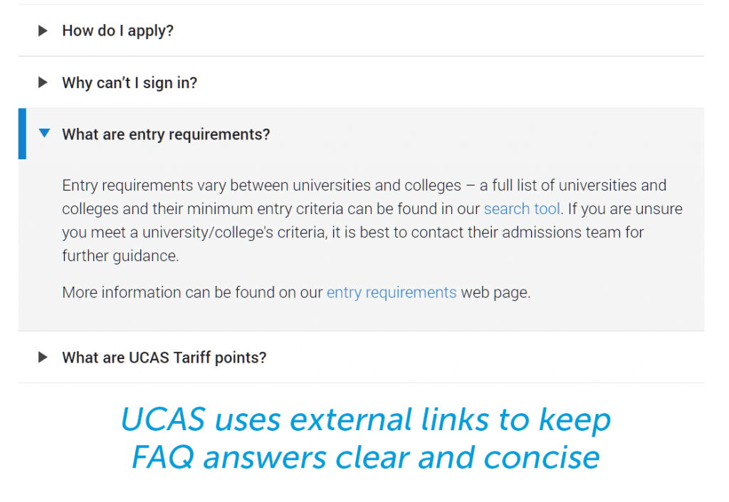 use external links in your faq to keep it short
