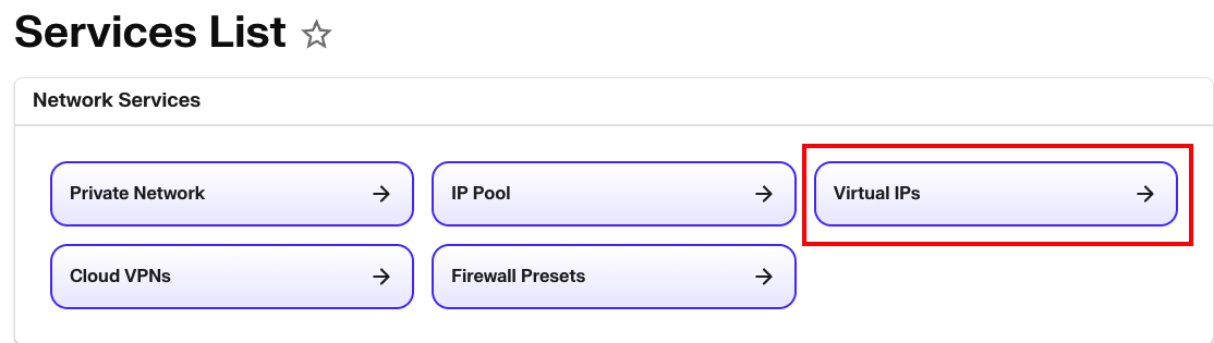 virtual ip menu link highlighted