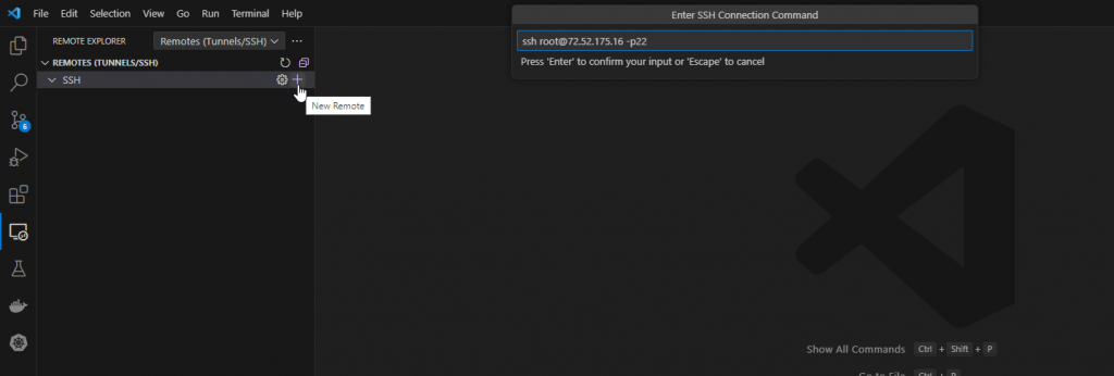 How to install VSCode on Linux, Mac, and Windows — how to add your server to the list of Remote Explorer connections. Once the Remote Explorer plugin is installed, click on the Remote Explorer icon in the sidebar.. Click on the "+" (plus) icon to add a new connection. Then, put in your SSH connection details as shown in this example.