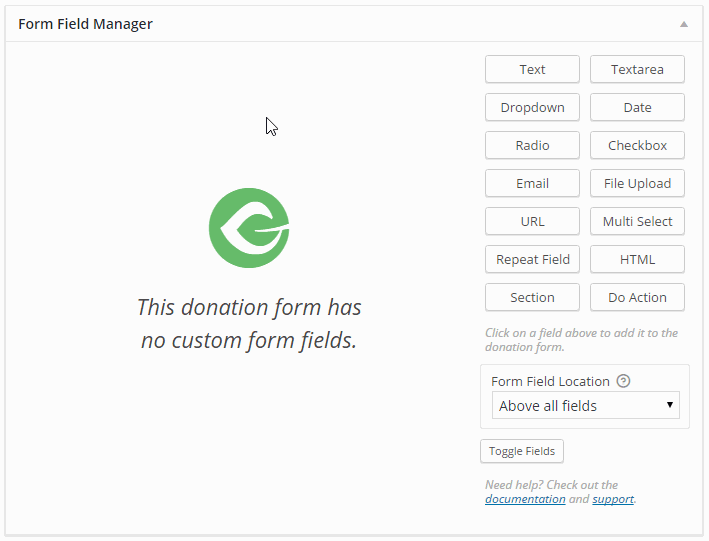 Admin Form Field Creation