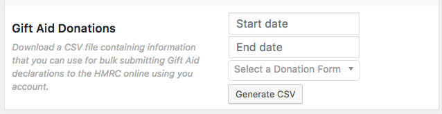 Gift Aid bulk form export